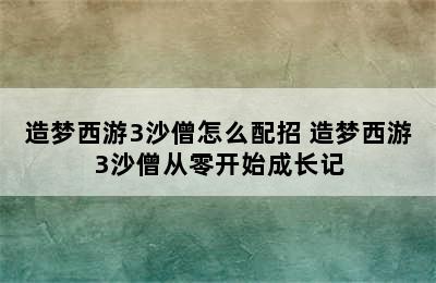 造梦西游3沙僧怎么配招 造梦西游3沙僧从零开始成长记